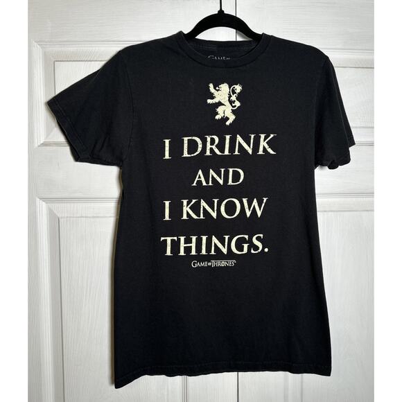 Game of Thrones Shirt M Adult Unisex I Drink and Know Things Graphic Tee Cotton - Picture 1 of 4
